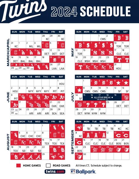 Minnesota Twins Schedule Printable